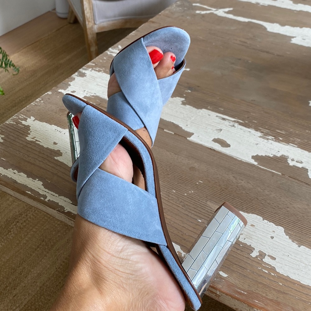 Anthropologie NEW Lola Cruz Blue Crossover Slides very chic and comfortable ❤️🙏 - Picture 3 of 10